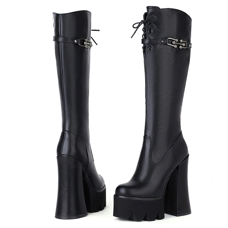 Luxury Platform Of High Heels For Women / Female Fashion Gothic Boots / Casual Footwear