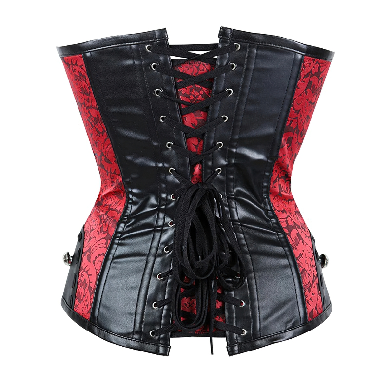Luxury Women Gothic Corset / Sexy Bustiers Of Faux Leather / Ladies Clothing With Zipper