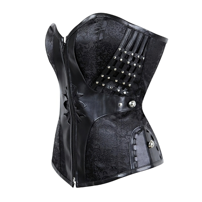 Luxury Women Gothic Corset / Sexy Bustiers Of Faux Leather / Ladies Clothing With Zipper