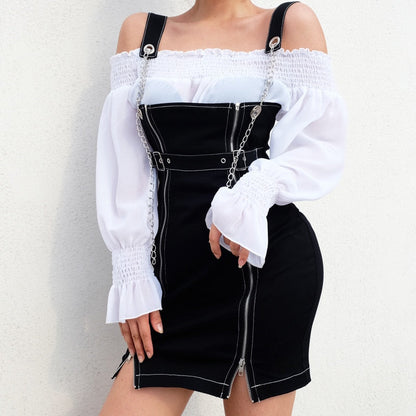 Witchy Clothing Streetwear Chain Suspenders Dress Gothic Clothing