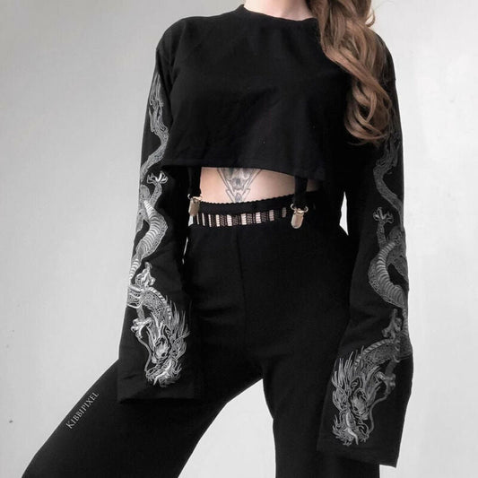 Witchy Clothing Long Dragon Sleeves Top Gothic Clothing