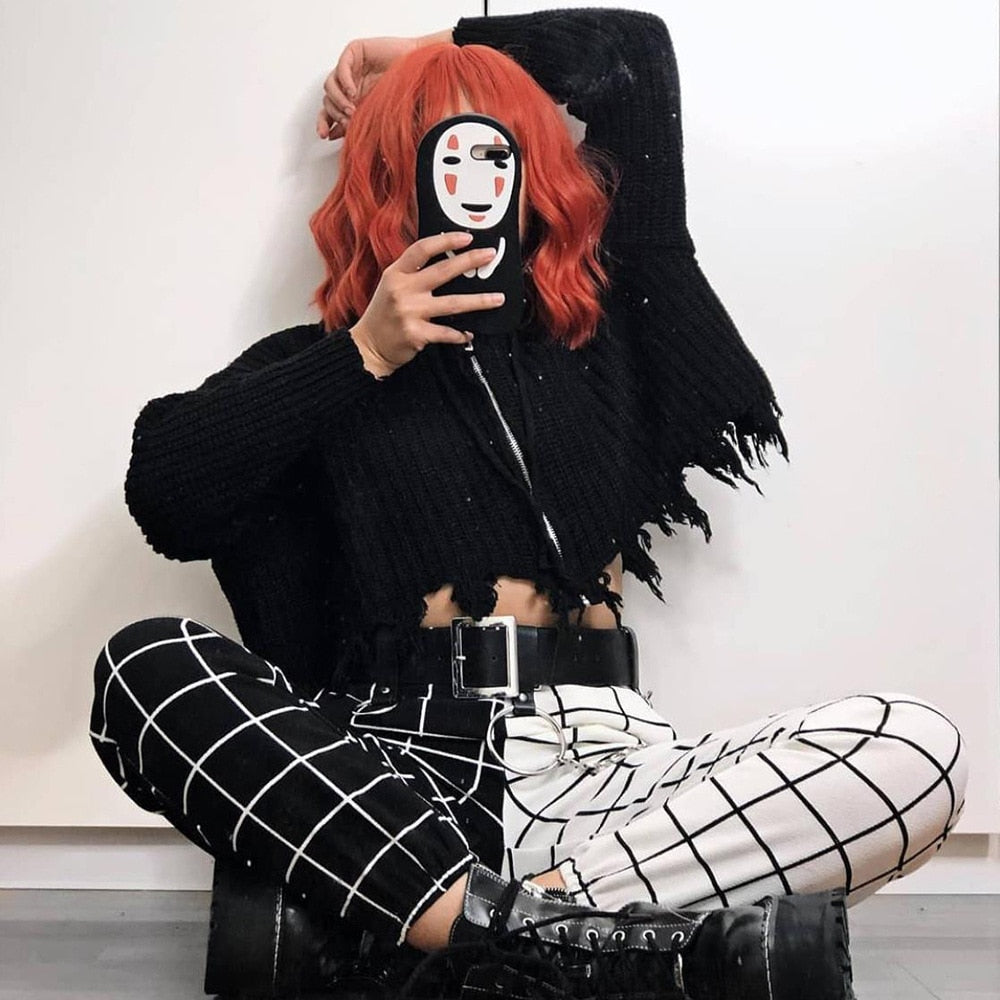 Witchy Clothing Checkerboard Stylish Pants Gothic Clothing