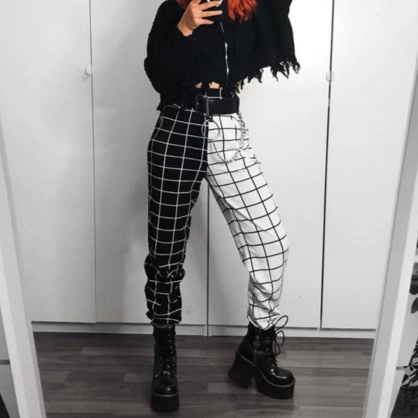 Witchy Clothing Checkerboard Stylish Pants Gothic Clothing