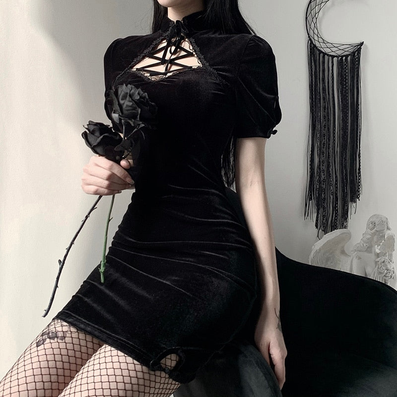 Witchy Clothing Velvet Elegant Dress Gothic Clothing
