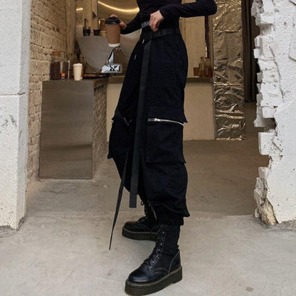 Witchy Clothing Street Cargo Pants With Belt Gothic Clothing