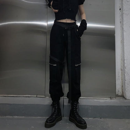 Witchy Clothing Street Cargo Pants With Belt Gothic Clothing