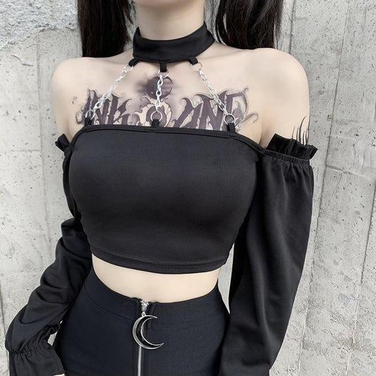 Witchy Clothing Streetwear Off Shoulder Gothic Top Gothic Clothing