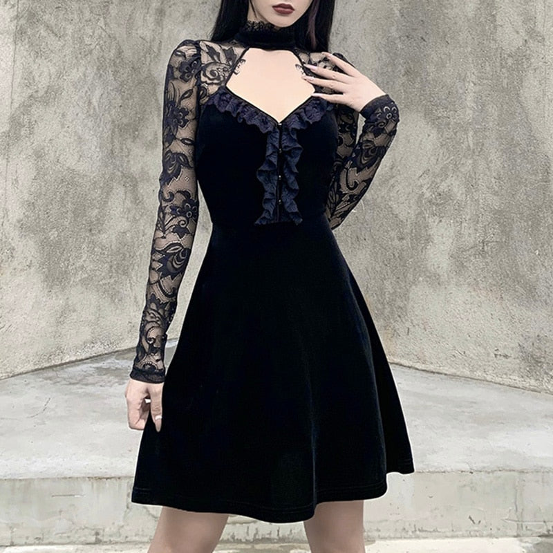Witchy Clothing Vintage Sexy Gothic Velvet Dress Gothic Clothing