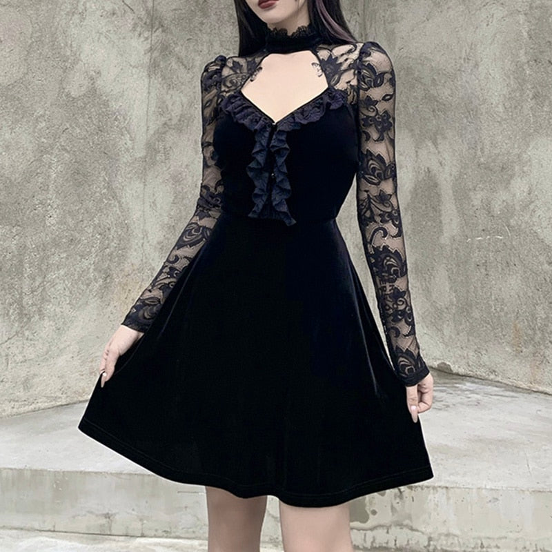 Witchy Clothing Vintage Sexy Gothic Velvet Dress Gothic Clothing