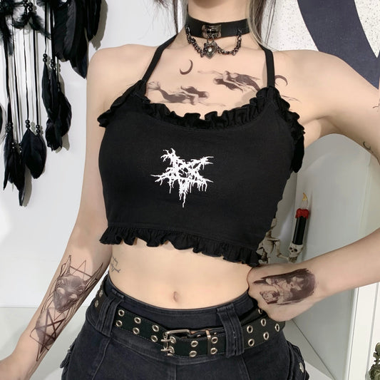 Witchy Clothing Goth Pentagram Straps Cross Top Gothic Clothing