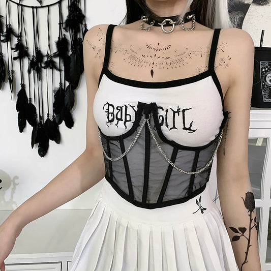 Witchy Clothing Punk Metal Chain Corset Gothic Clothing