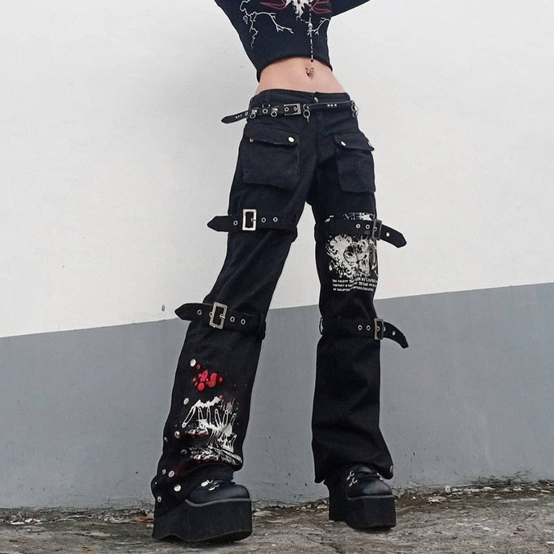 Witchy Clothing High Waist Big Pocket Trousers Gothic Clothing
