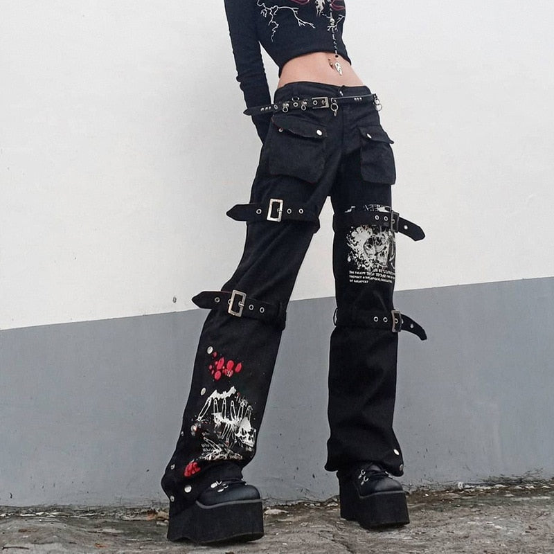 Witchy Clothing High Waist Big Pocket Trousers Gothic Clothing