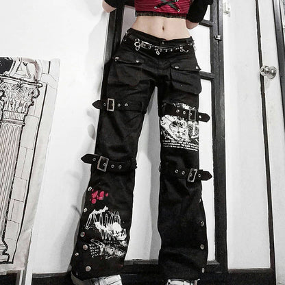 Witchy Clothing High Waist Big Pocket Trousers Gothic Clothing