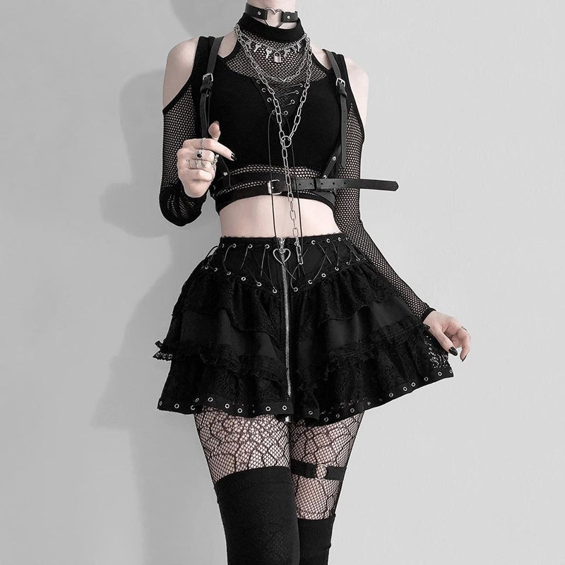 Witchy Clothing Dark Fishnet Cut Out Top Gothic Clothing