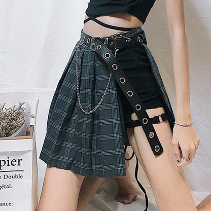 Witchy Clothing Plaid Asymmetric Skirt Gothic Clothing