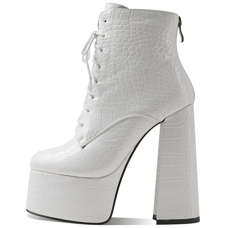 PU Leather Casual Style Women Shoes with Round Toe / Square High Heel Ankle Boots