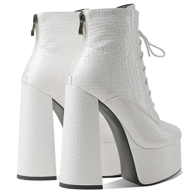 PU Leather Casual Style Women Shoes with Round Toe / Square High Heel Ankle Boots
