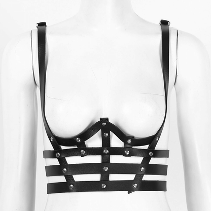 PU Leather Chest Harness for Ladies / Sexy Lingerie Goth Suspenders / Body Waist Belts