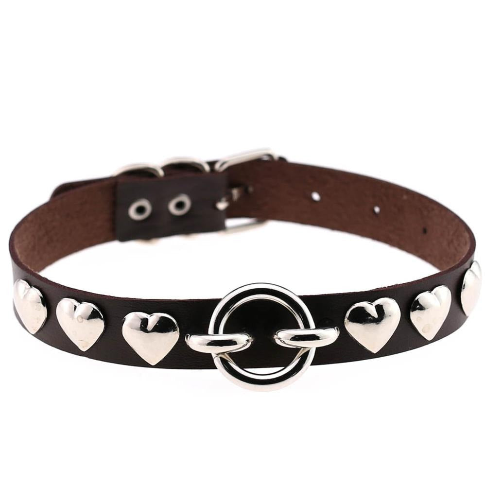 PU leather choker heart accessories / Cool vintage necklace / Handmade Gothic Choker