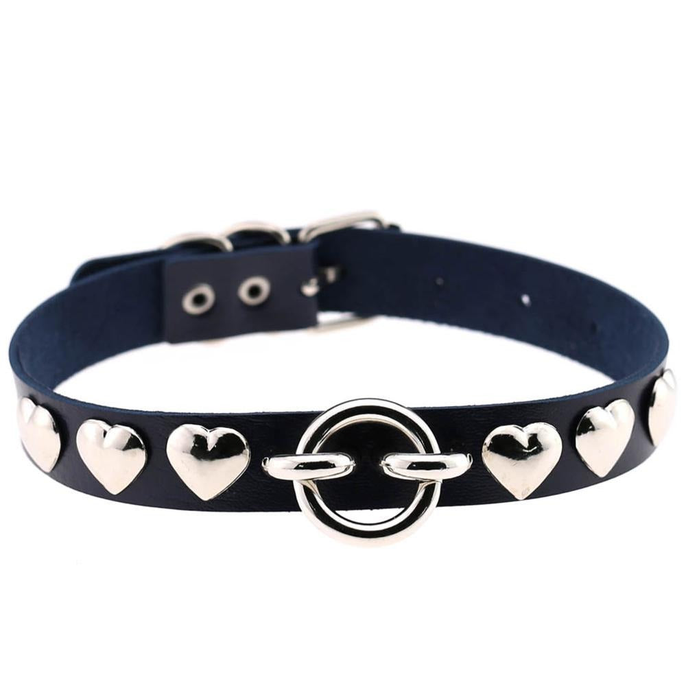 PU leather choker heart accessories / Cool vintage necklace / Handmade Gothic Choker