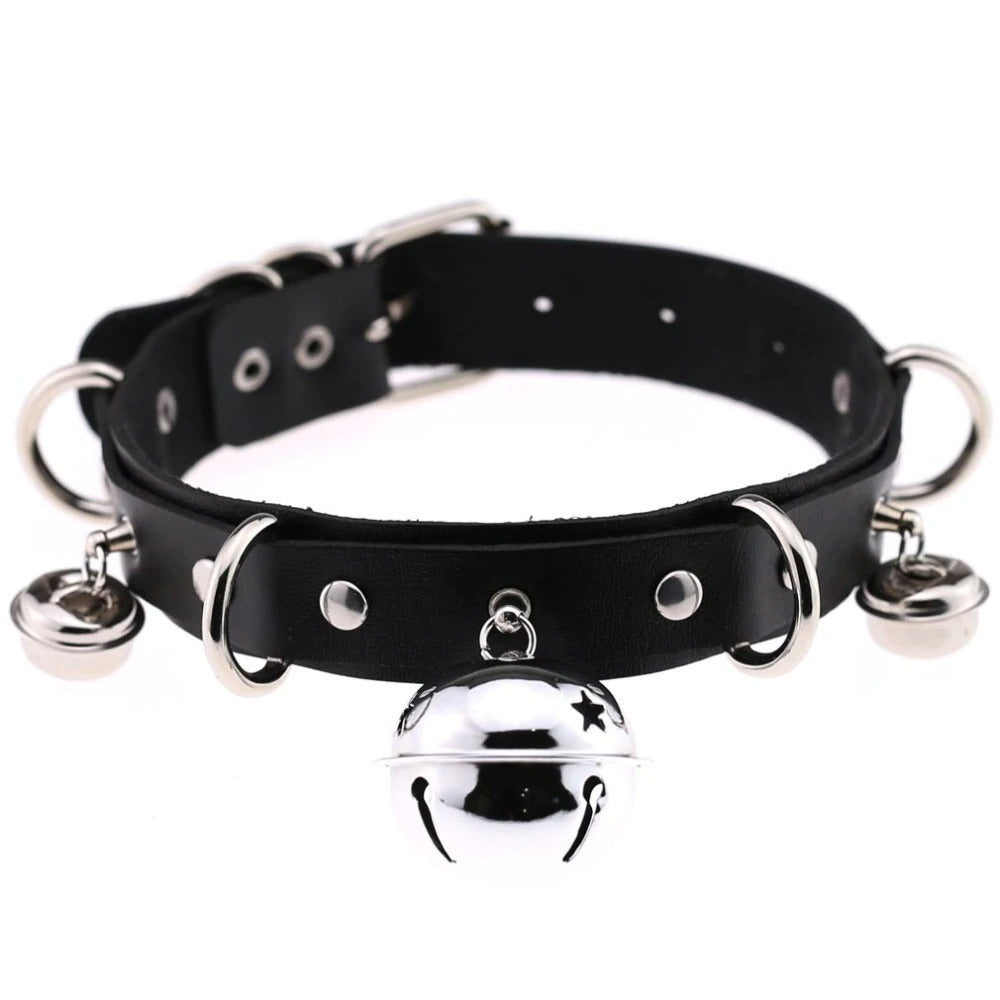 PU Leather Sexy Gothic Choker With Bells And Rivets / Men's And Women's Necklaces