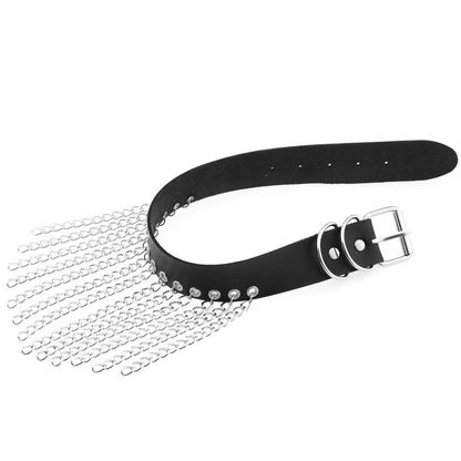 Punk Black Leather Choker With Chains / Goth Collar For Girl / Fashion Female Accessories