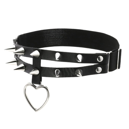 Punk Rock Heart Leg Garter / Fashion Thigh Harness Belt with Rivets / Women's Goth Accessories