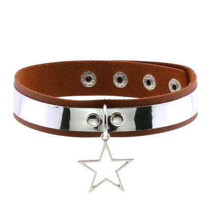 Punk Style PU Leather Choker Necklace with Pendant Star / Vintage Unisex Accessories