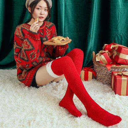 Red Santa Thigh Highs 