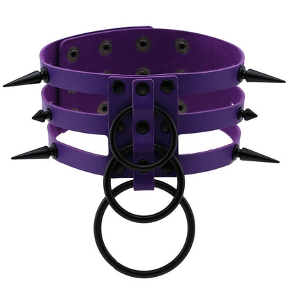 Rivet Leather Spiked Choker / Bondage Punk Collar / BDSM Necklace With Metal Rings