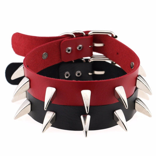 Rock Style Leather Choker Necklace for Men and Women / Rivet Collar Spiked Choker