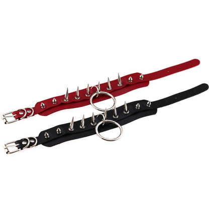 Rock Style O-Round Chokers for Women and Men / Leather Chokers with Spike Rivets