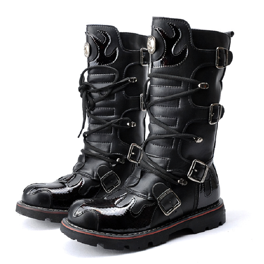 Rock Style Unisex Motorcycle Boots / Heavy Off-Roading Long Shoes with Metal Rivets