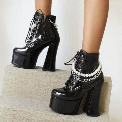 Rock Women Platform Shoes / Ladies Block High Heels Ankle Boots
