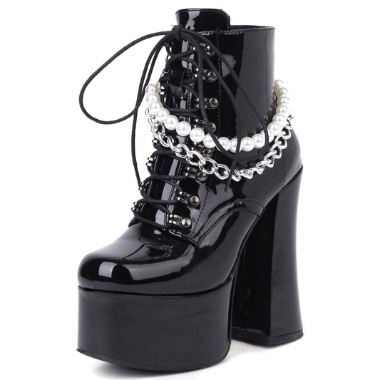 Rock Women Platform Shoes / Ladies Block High Heels Ankle Boots