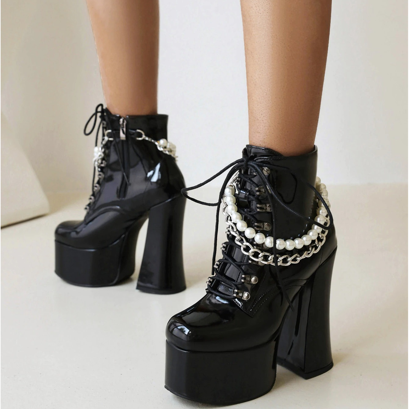 Rock Women Platform Shoes / Ladies Block High Heels Ankle Boots