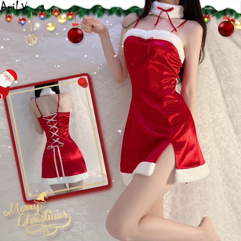 Satin Santa Slip Dress 