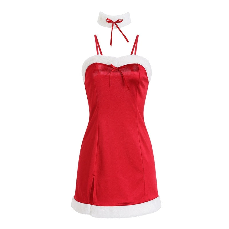 Satin Santa Slip Dress 