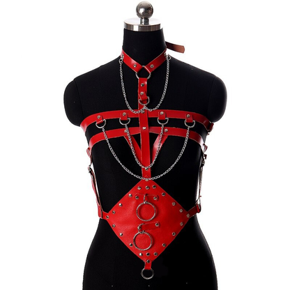 Sexy Alluring Bondage Belt Body PU Leather and Chain / Fashion Punk Bdsm Fetish Belt Suspenders