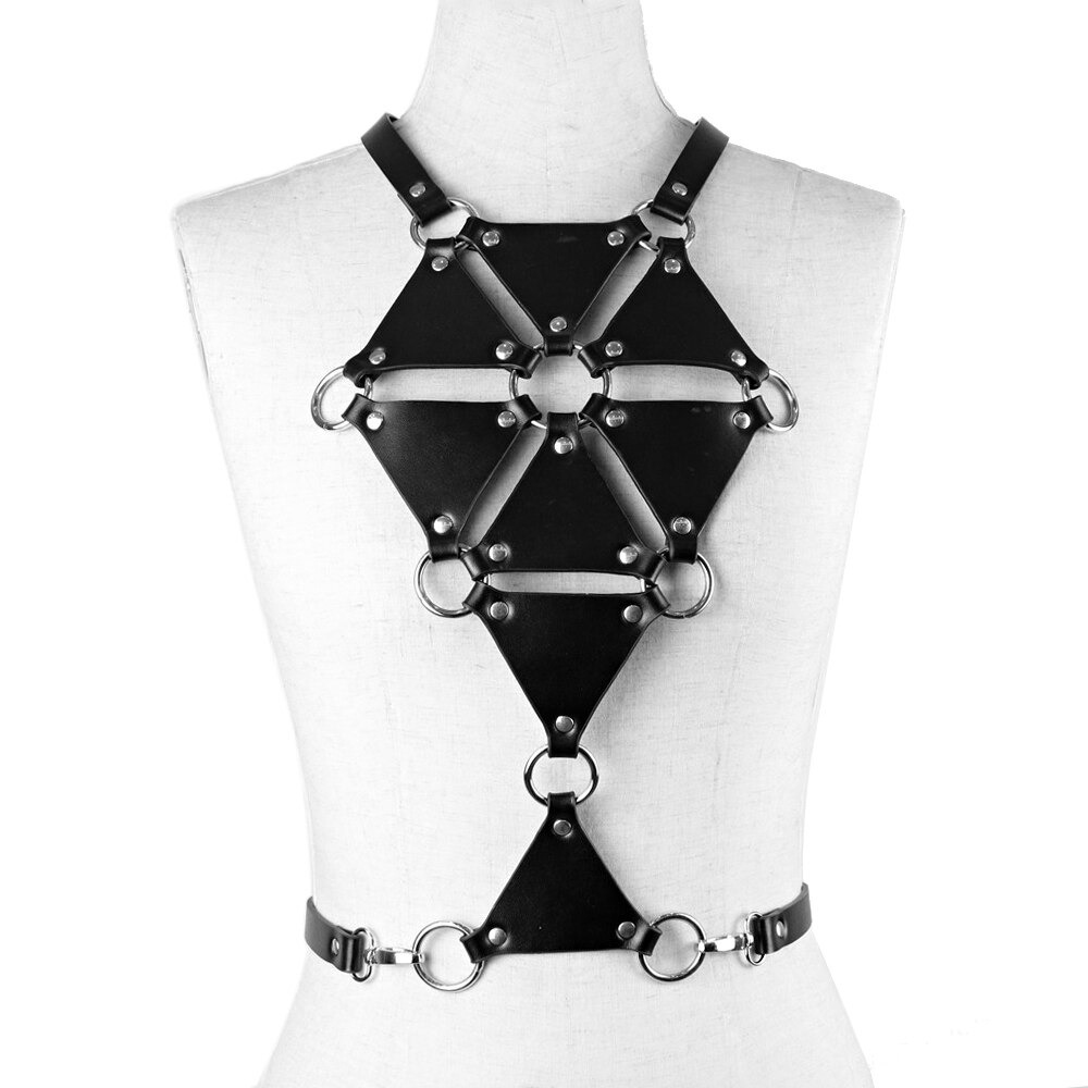 Sexy Black Cosplay Chest Harness / Women's Sexy BDSM Pu Leather Accessories
