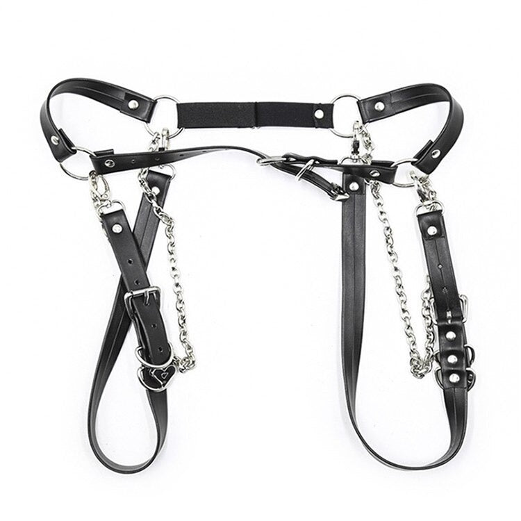 Sexy Gothic Femdom Belts / Pastel Goth With Chains Waist Body Bondage / Women Body Harness