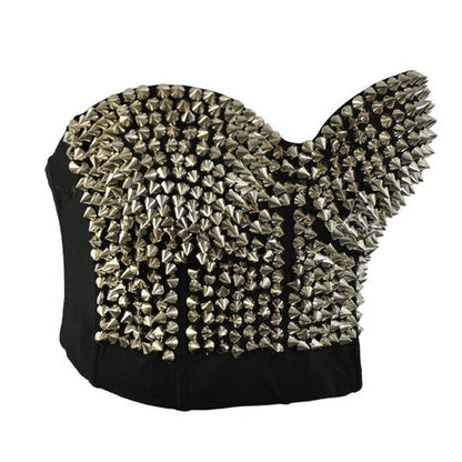 Sexy Women Bra with Spikes / Rock Style Stud Rivet Bra in Gold and Silver Color