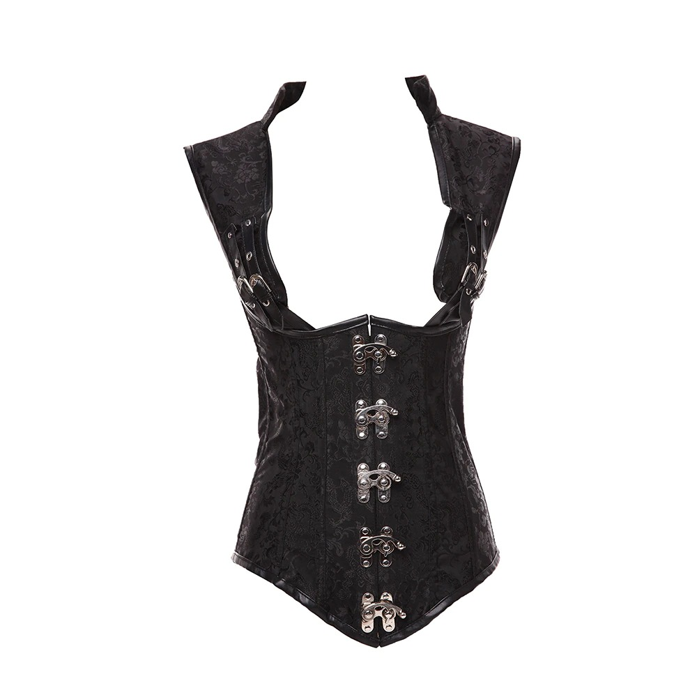 Sexy Women Corset with Open Bust / Synthetic Leather Corset in Vintage Style