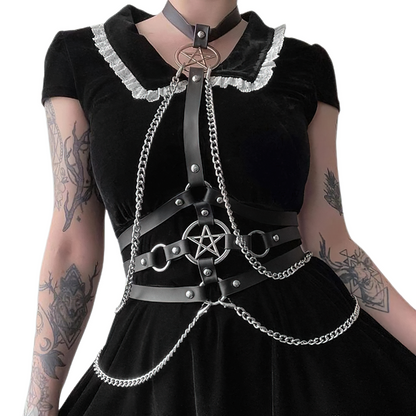 Sexy Women's Chain Harness with Pentagram / Fashion Gothic style Accessories