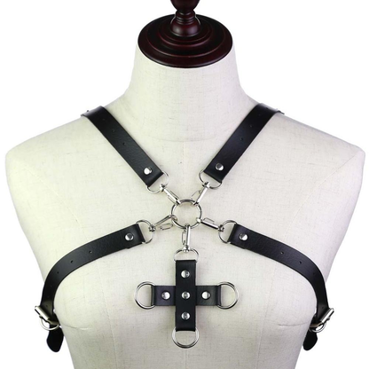 Sexy Women's Leather Harness Body Bra / Fashion Corset Chest Belt in Punk Style