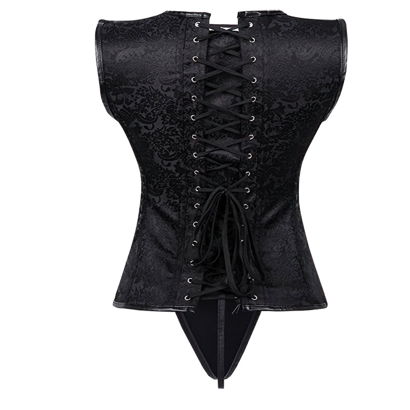 Steampunk Overbust Corset With G-Strings / Women's Steel Boned Body Shapewear With Lace-Up Back