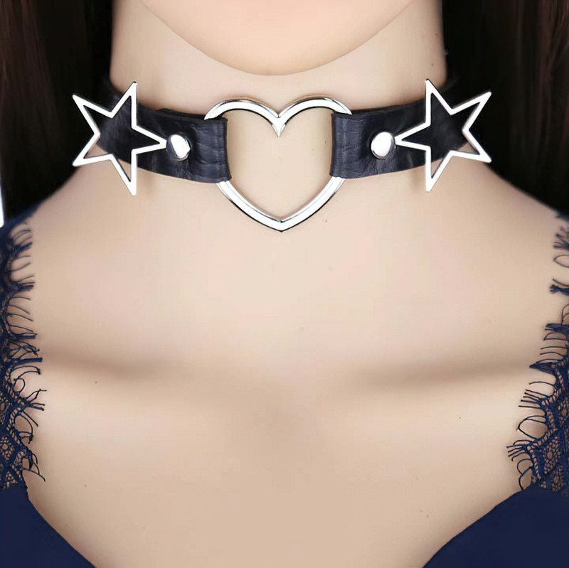 Stylish Choker Of Heart And Star For Women / Cool Necklace / Gothic Accessories