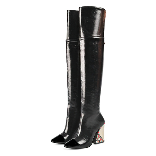 Stylish Ladies Genuine Leather Knee-high Boots / Women's Super High Heels Boots