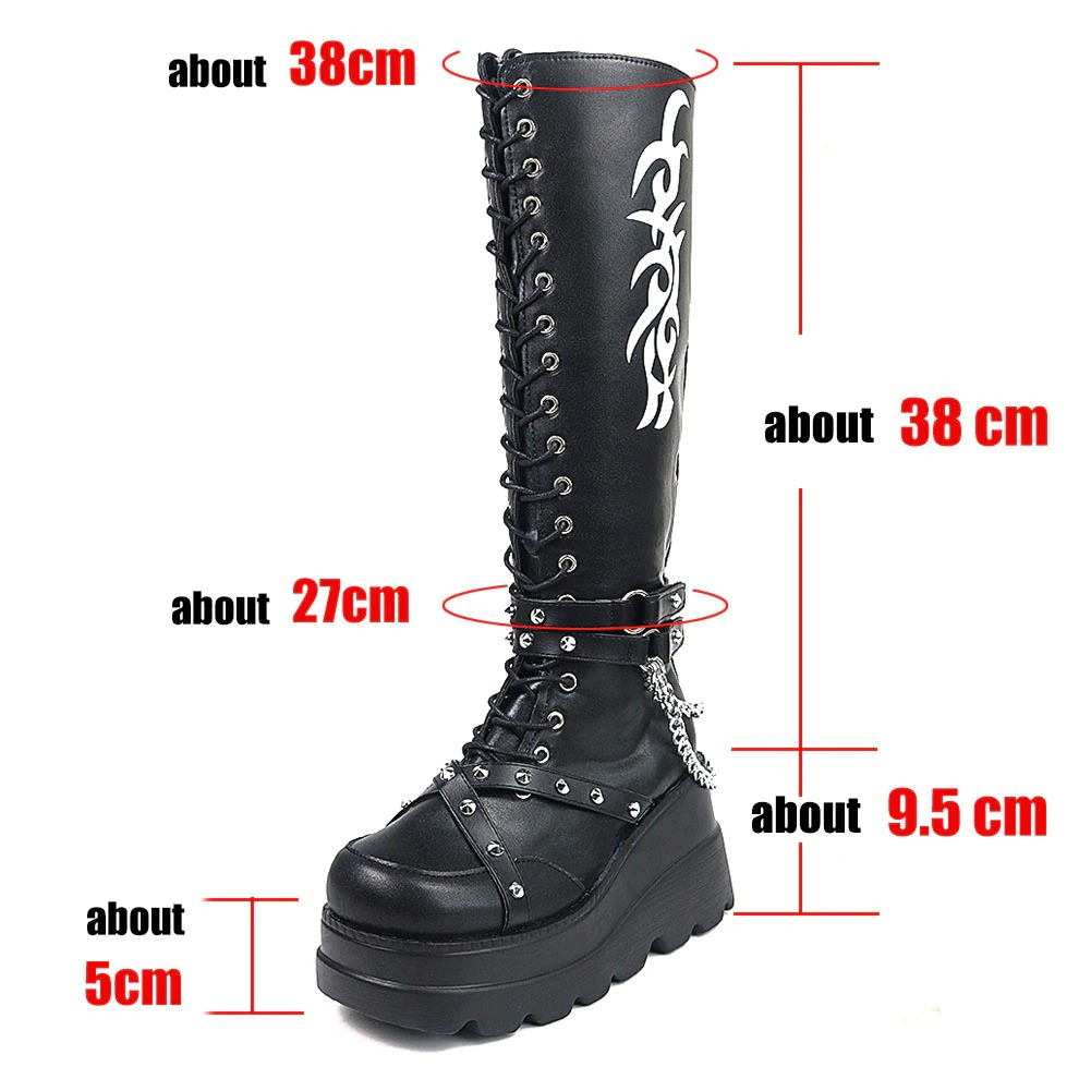 Trendy Ladies Black Lace-up Boots in Gothic Style / Motorcycles Women's Platform Boots